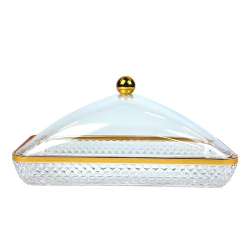 صينية فاخرة بغطاء أكريليك – حواف ذهبية