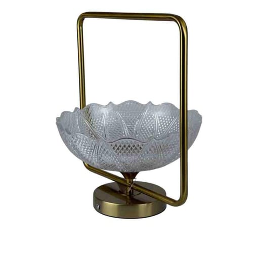 وعاء كريستال مضيء بإطار ذهبي