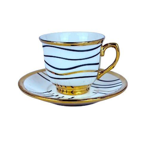 طقم اكواب مزخرفة ـ 6 اكواب مع سيسر