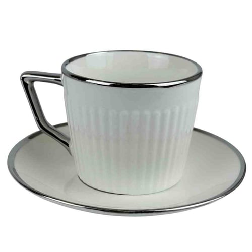 طقم فناجين قهوة بورسلان 6 قطع مع صحون