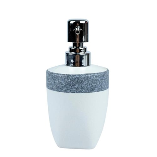 طقم إكسسوارات حمام 4 قطع بتصميم أبيض وحافة زرقاء