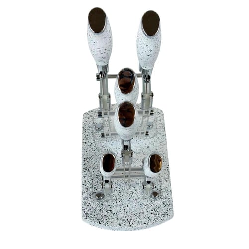 طقم سكاكين مطبخ مع حامل شفاف وقاعدة عصرية