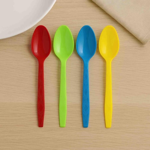 ملاعق بلاستيك متعددة الألوان – 24 حبة