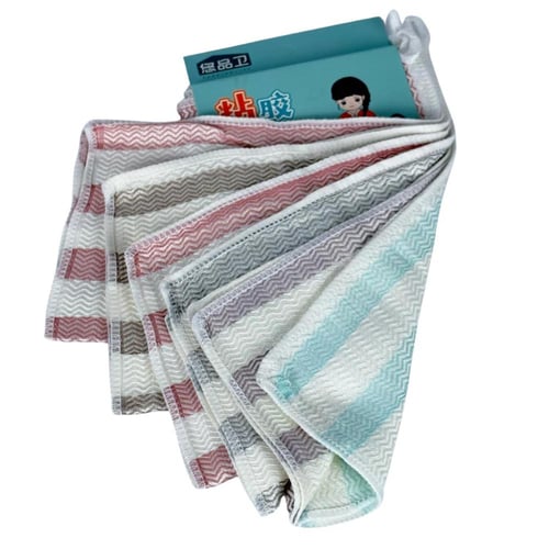 طقم مناشف تنظيف مايكروفايبر مخططة