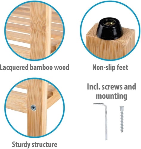 رف حمام بـ 4 رفوف – خزانة حمام من الخيزران، مناسبة...