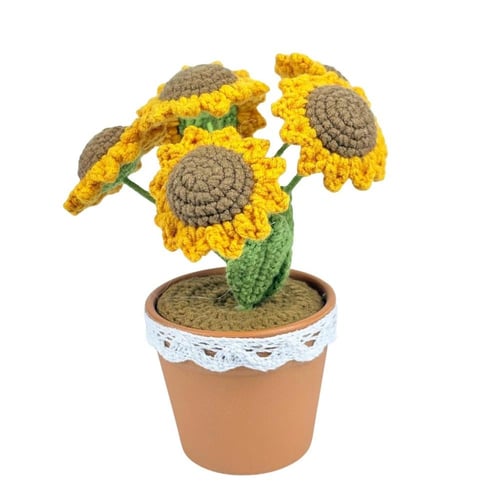 مزهرية كروشيه دوار الشمس