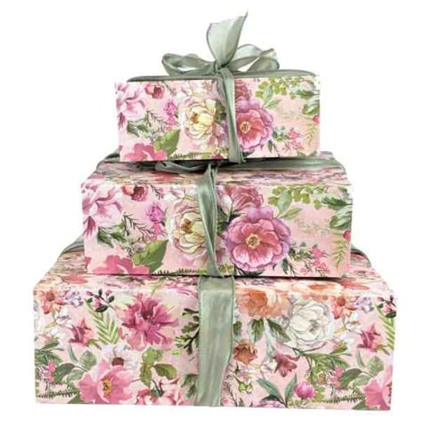 طقم علب هدايا مستطيلة مزخرفة مع أشرطة ساتان