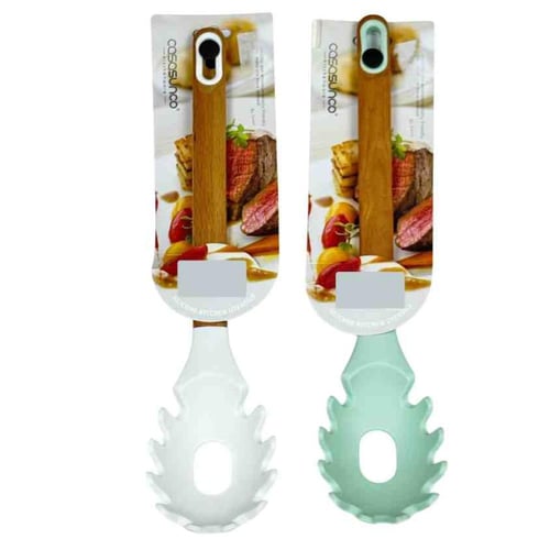 مغرفة سيليكون تصميم Color Block، بمقبض خشبي أنيق