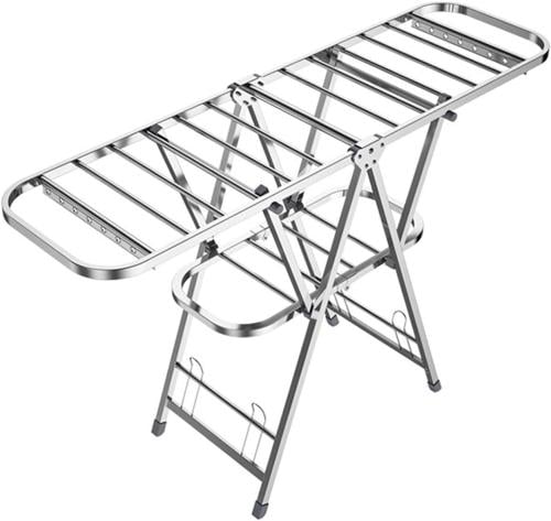 منشر ملابس قابل للطي مع رفوف شبكية، مصنوع من الستا...