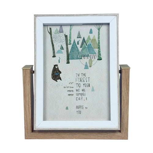 إطار صور خشبي بقاعدة دوّارة