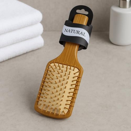 فرشاة شعر بمقبض خشبي من الخيزران