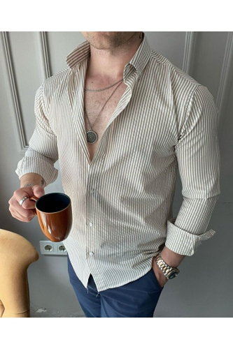 Zaos fashion men's striped shirt made from local t...