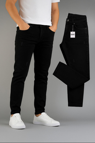 BM BALANCEMODA men's jeans pants black with fit tight from lycra