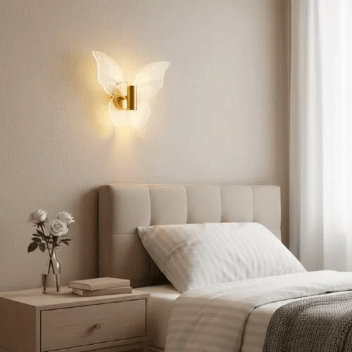 إضاءة جدارية داخلية - Golden Butterfly أجنحة شفافة