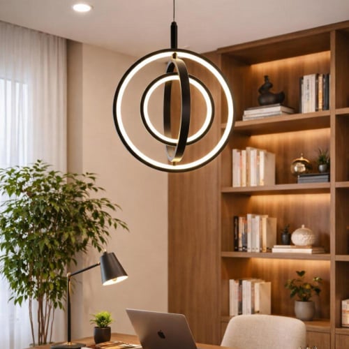 اضاءة سقف معلقة اسود - بتصميم دائري مبتكر ولمسة فا...