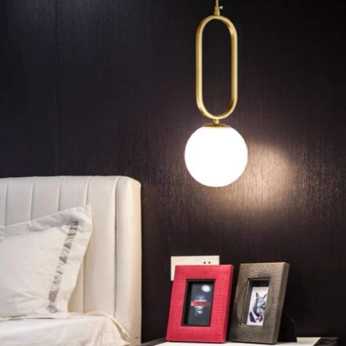 مصباح سقف متدلي - بتصميم بيضاوي كرة زجاجية