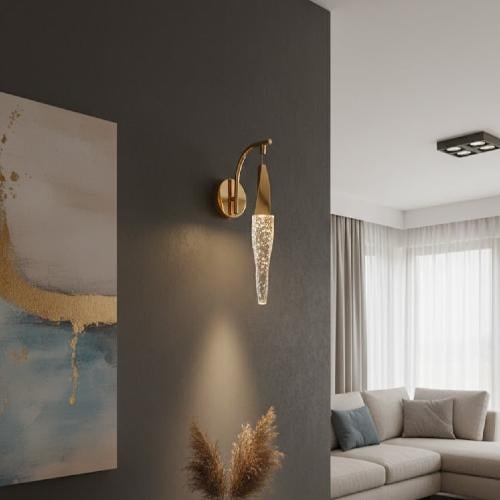 إنارة جدارية Aurora Drop – تكوين بلوري شفاف