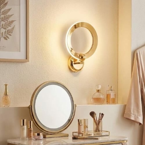 لمبة جدارية داخلية - دائرية هيكل ذهبي