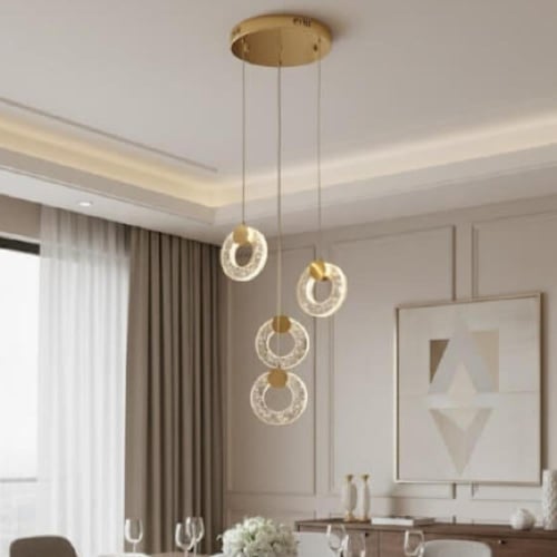 إضاءة معلقة دائرية - بتصميم هالات كريستال