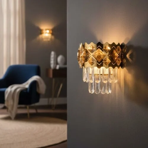 ابليك حائط كريستال - بتشطيب ذهبي فخم