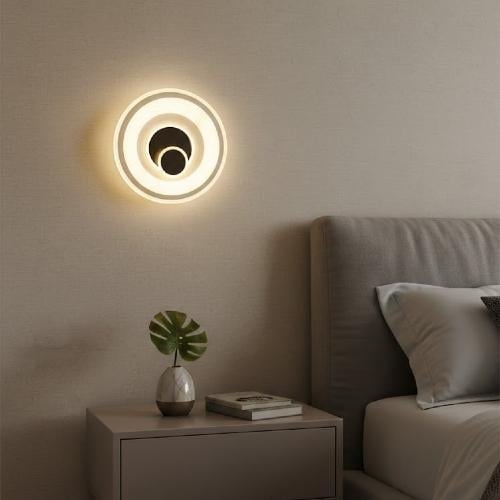 إضاءة جدارية غرف نوم – مظهر دائري متداخل