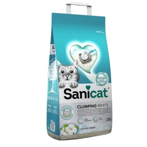 Sanicat Clumping White Cotton Fresh Cat Litter, 20 Liters