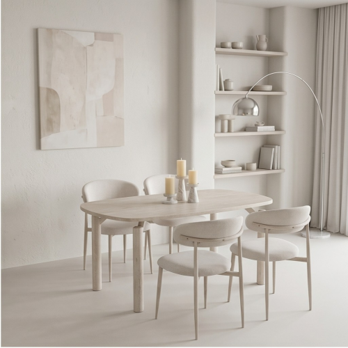 طاولة طعام رخام بيج مع 4 كراسي مودرن – M-025 BEIGE