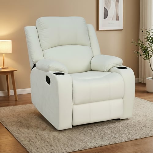 كرسي ليزي استرخاء فاخر ثابت قماش بحامل جوال بيج