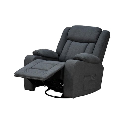 كرسي استرخاء هزاز دوار قماشي مودرن رمادي