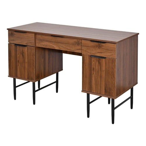 طاولة زينة خشب مع قاعدة معدنية بني