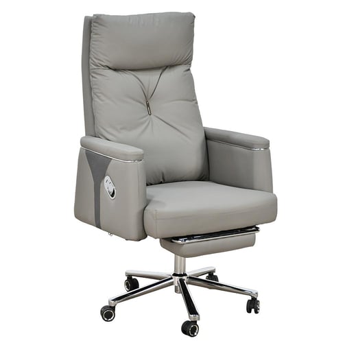 كرسي مكتب مودرن دوار جلد رمادي