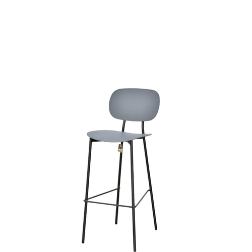 كرسي بار بلاسيتك بأرجل معدنية رمادي