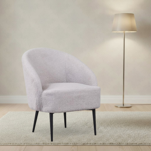 كرسي فردي مودرن مبطن بتنجيد بوكل – لون رمادي فاتح