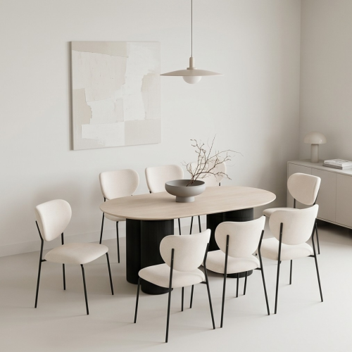 طاولة طعام خشب بيج مع 8 كراسي مودرن – M-032 BEIGE