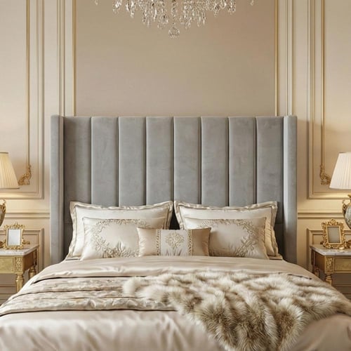 سرير خشبي بتنجيد مخملي فاخر 120×200 سم