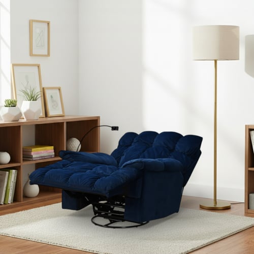 كرسي الغيمة استرخاء فخم هزاز دوار بحامل جوال أزرق