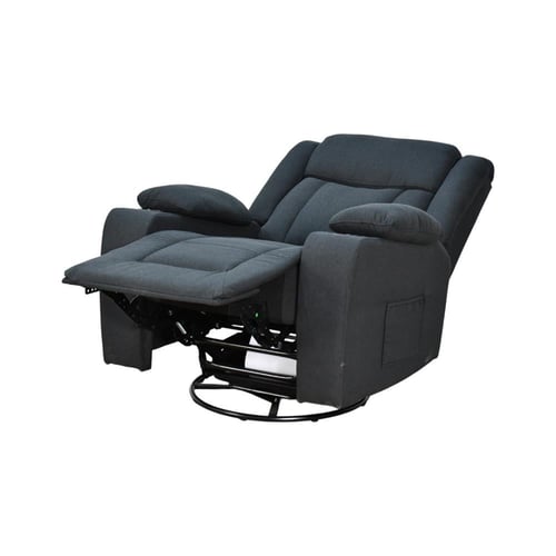 كرسي استرخاء هزاز دوار قماشي مودرن رمادي غامق