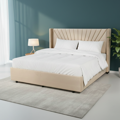 سرير خشبي بتنجيد مخملي فاخر 180×200سم