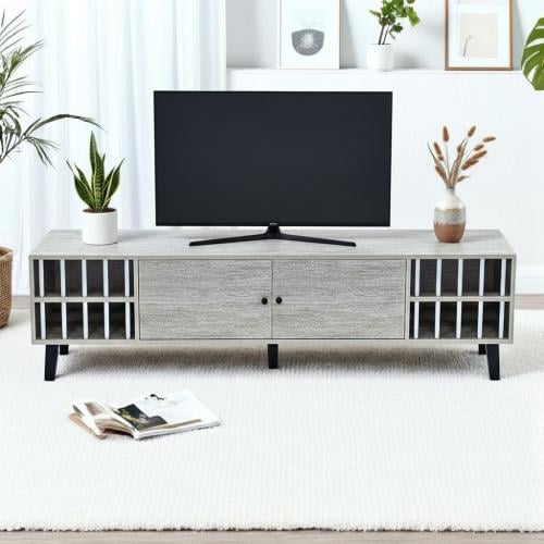 وحدة تلفاز خشبية مودرن رمادي 180 سم