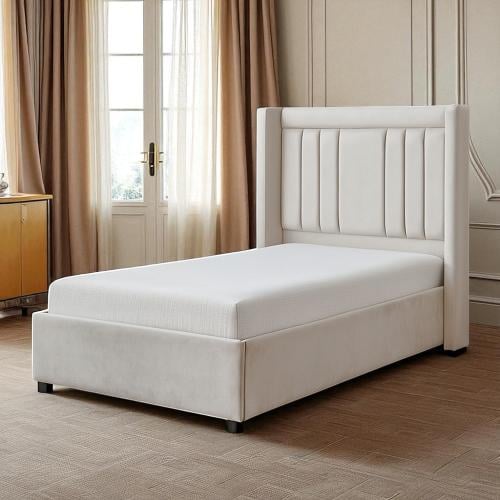 سرير خشبي بتنجيد مخملي عصري 90×190 سم