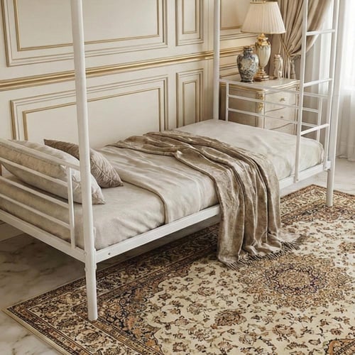 هيكل سرير دورين معدني أبيض 90×190 سم