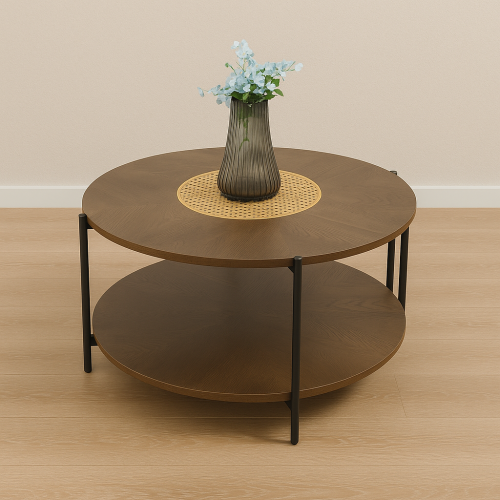 طاولة خدمة مفرد دائري - بني -2 دور