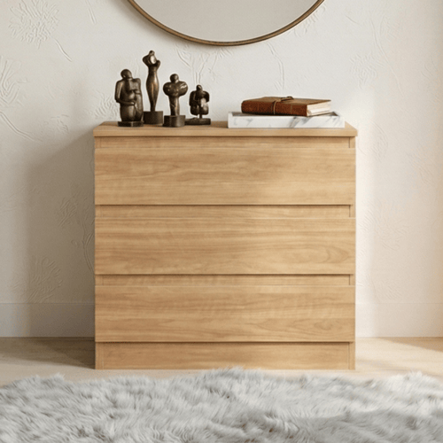 خزانة خشب بـ 3 أدراج تصميم عصري بيج