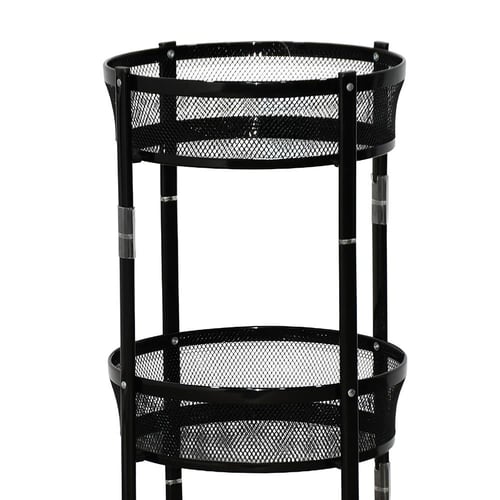 وحدة رفوف متحركة معدنية 3 أدوار أسود