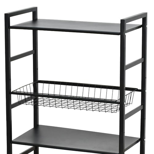 وحدة رفوف متحركة معدنية 4 أدوار أسود
