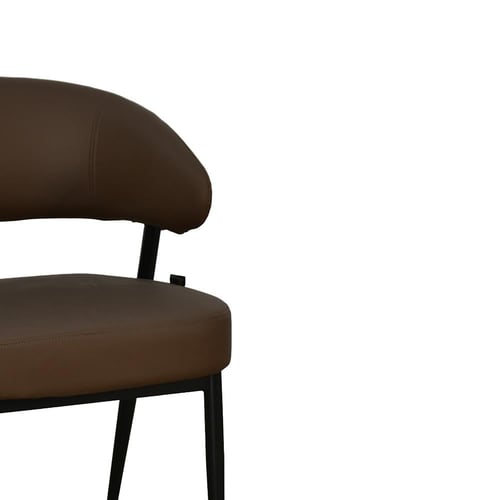 كرسي مفرد مودرن جلد بأرجل معدنية بني