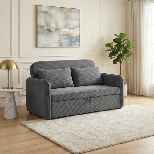 كنبة استرخاء مزدوجة قابلة للتحول إلى سرير – رمادي...