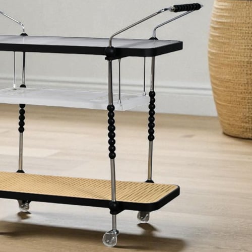 عربة تقديم 3 دور مودرن بسطح زجاجي