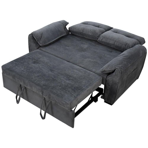 كنبة قابلة للتعديل إلى سرير - رمادي غامق