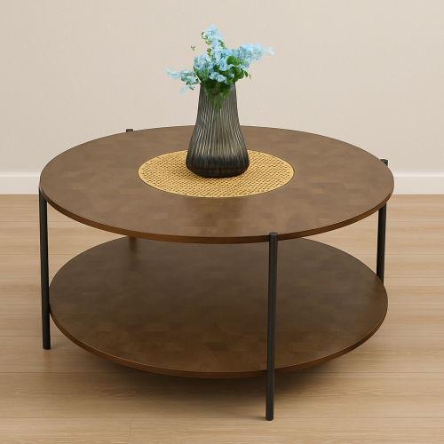 طاولة خدمة مفرد دائري - بني غامق -2 دور